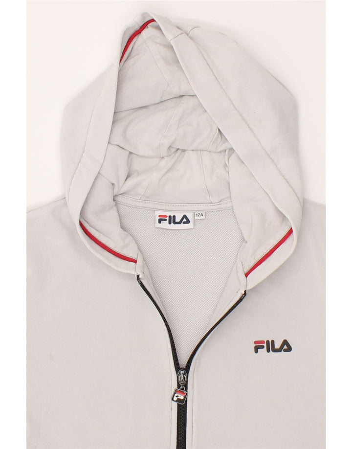 FILA Boys Zip Hoodie Sweater 11-12 Years White Colourblock Cotton Vintage Fila and Second-Hand Fila from Messina Hembry 