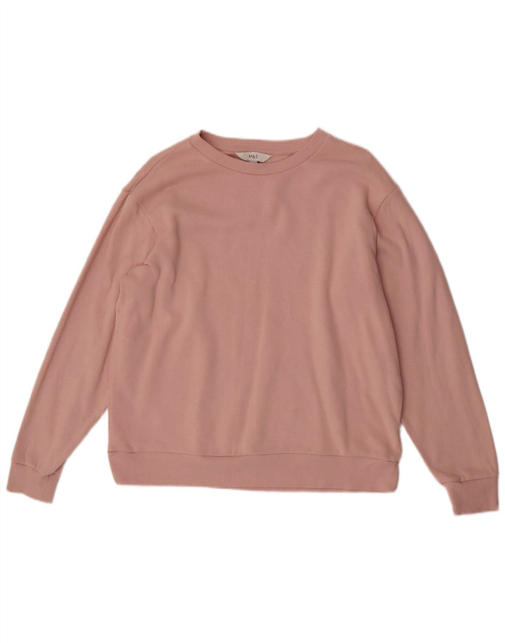 Suéter feminino Marks & Spencer de grandes dimensões Reino Unido 14 algodão rosa médio