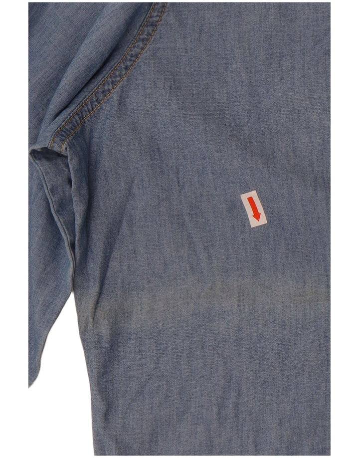 Camisa jeans feminina Izod Reino Unido 16 grande algodão azul