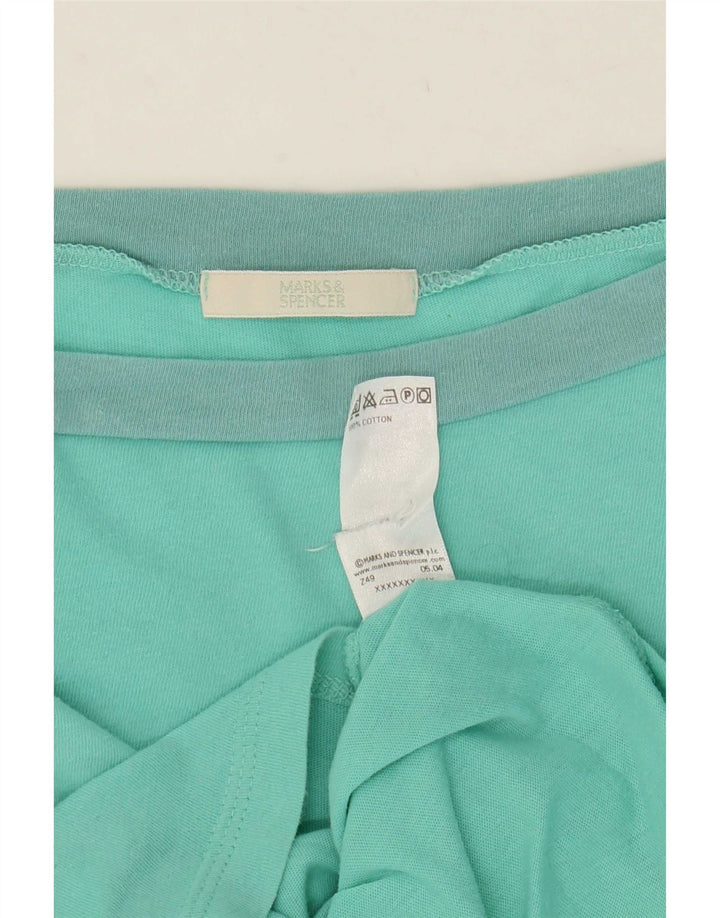 Marks & Spencer Top feminino de manga comprida sem ombro Reino Unido 14 verde médio