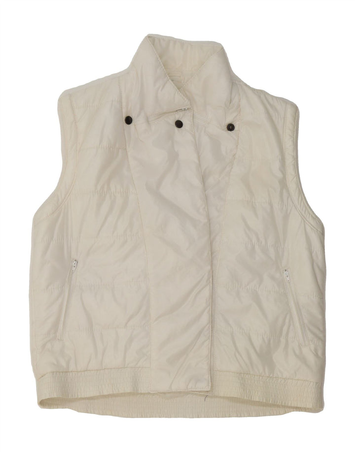 VINTAGE Womens Padded Gilet UK 14 Medium White Vintage Vintage and Second-Hand Vintage from Messina Hembry 