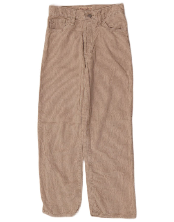 Calça feminina reta de veludo cotelê Levi's W27 L27 algodão bege