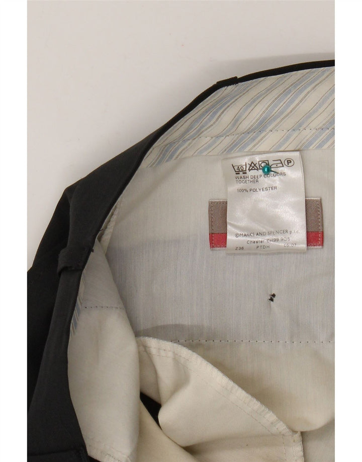 Calça masculina de terno reto Marks & Spencer sob medida W36 L31 cinza