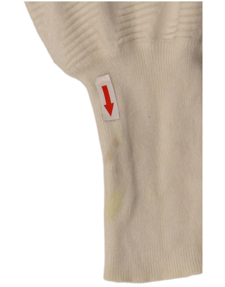 Suéter feminino Marks & Spencer com gola canoa UK 12 médio off white