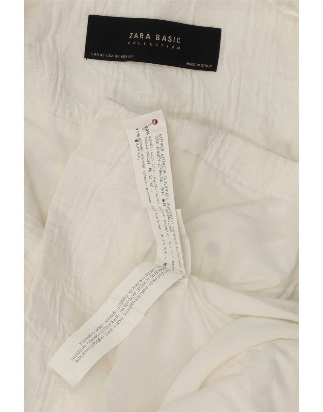 Zara Womens Longline Blazer Oversized Reino Unido 6 XS Algodão Branco