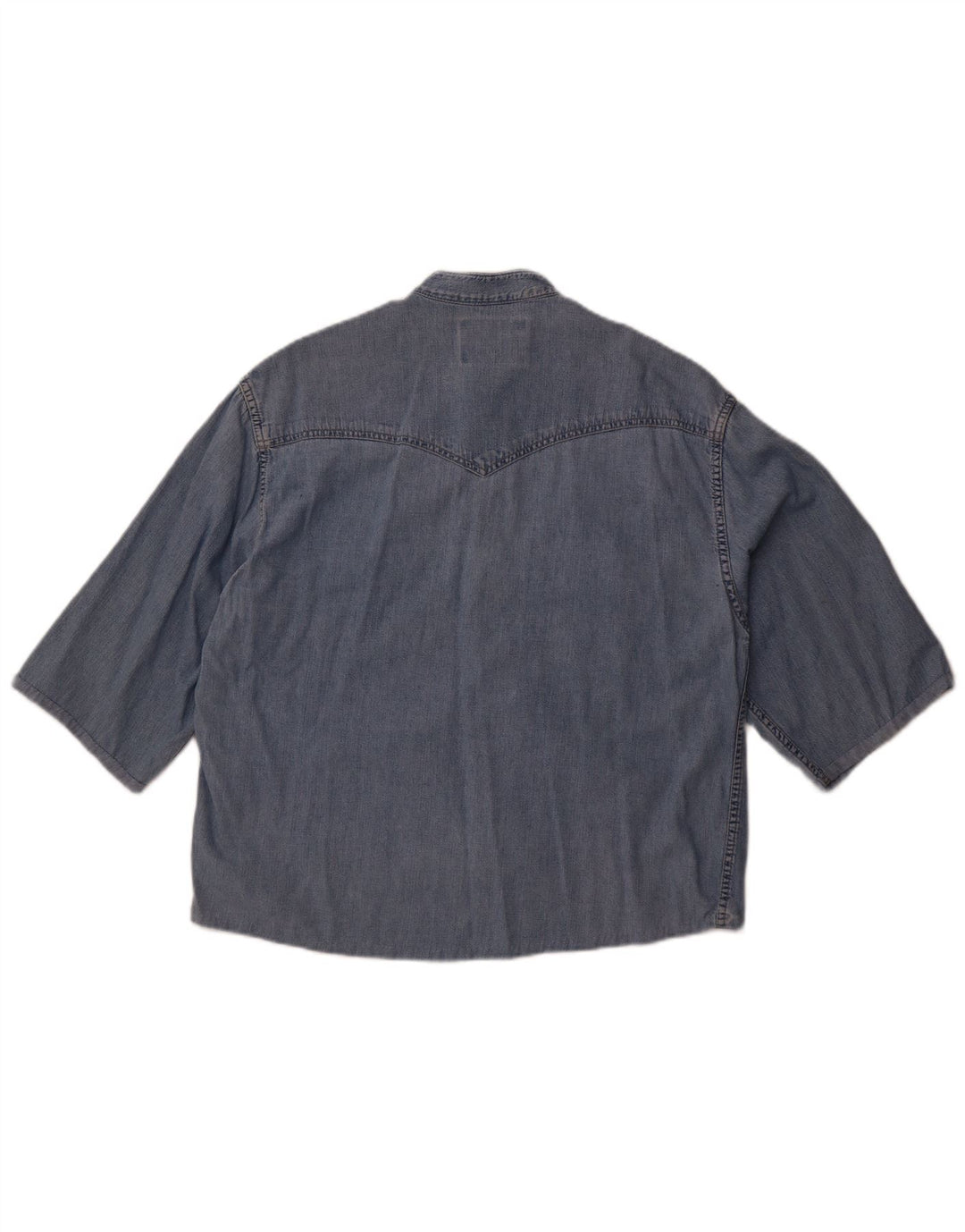 Wrangler Camisa jeans masculina de manga curta azul médio