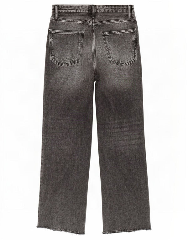 Zara Womens High Waist Wide Leg Jeans EU 34 2XS W24 L31 Grey Cotton