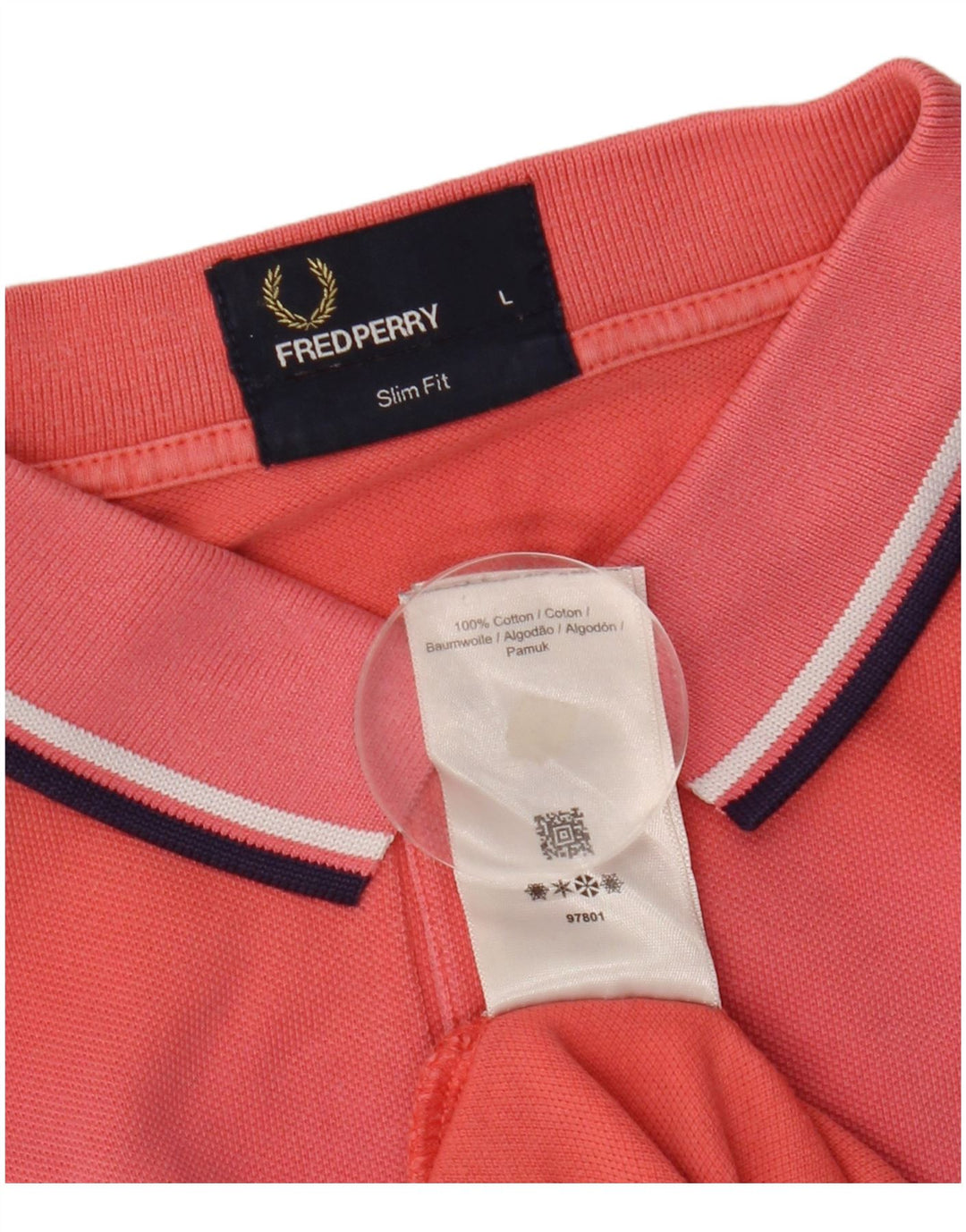 Camisa polo masculina Slim Fit Fred Perry grande algodão rosa