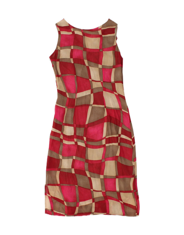 Vestido básico feminino vintage sem mangas IT 42 médio vermelho geométrico
