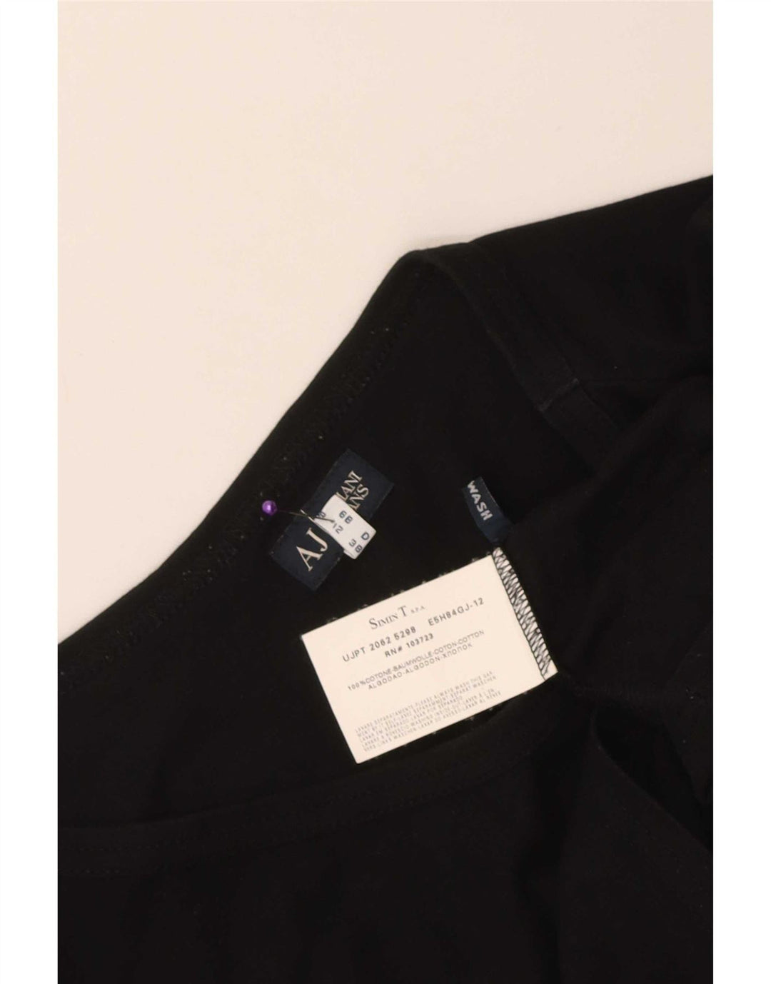Top gráfico feminino Armani manga comprida Reino Unido 12 algodão preto médio