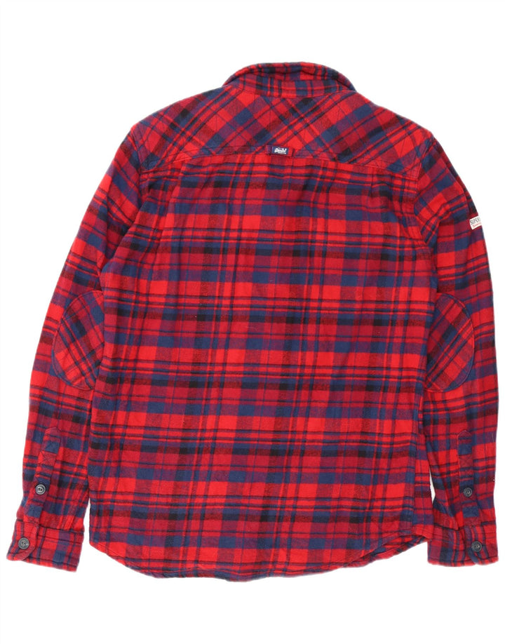 Camisa masculina de flanela Superdry grande algodão xadrez vermelho