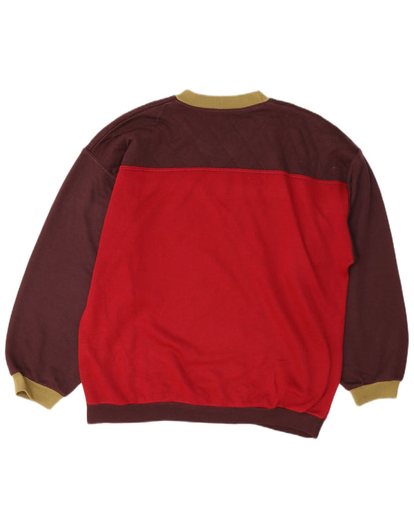 Suéter gráfico masculino vintage grande bloco colorido cor de vinho