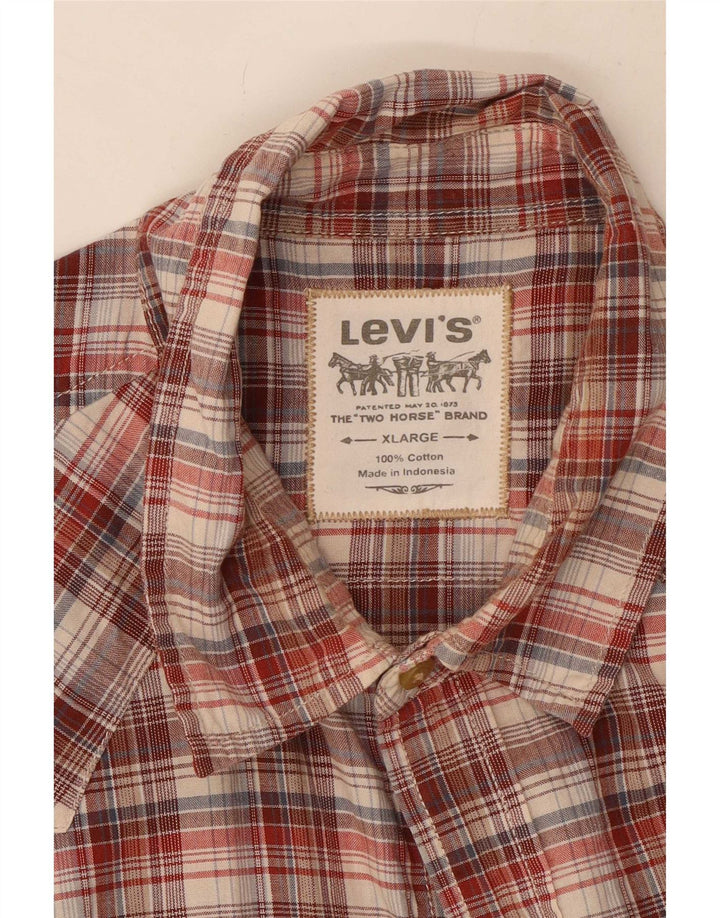 Camisa masculina de manga curta Levi's XL marrom xadrez algodão