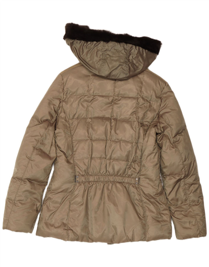 Jaqueta acolchoada com capuz Respira feminina Geox UK 14 poliéster cáqui médio