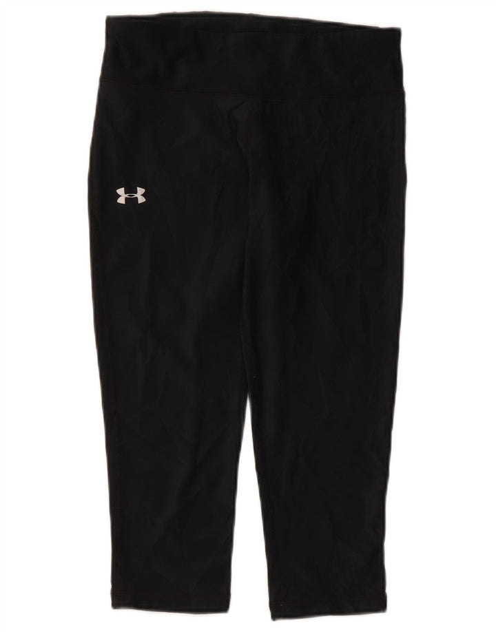 UNDER ARMOUR Calça legging feminina Heat Gear Capri Reino Unido 8 pequena preta de poliéster