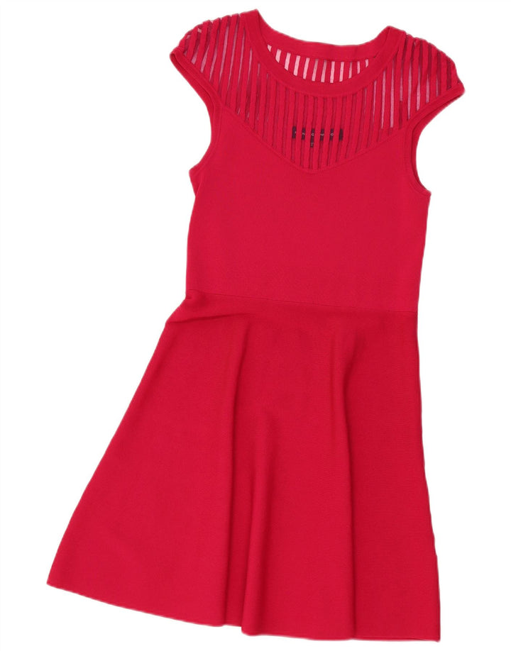 Vestido feminino linha A French Connection Reino Unido 12 viscose rosa médio