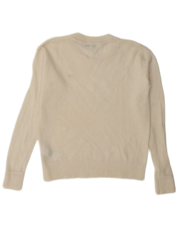 Tommy Hilfiger Suéter feminino oversized com gola redonda UK 6 XS Off White