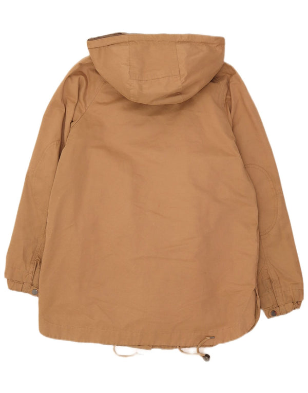 Zara Jaqueta Parka Feminina com Capuz Reino Unido 6 XS Poliéster Bege