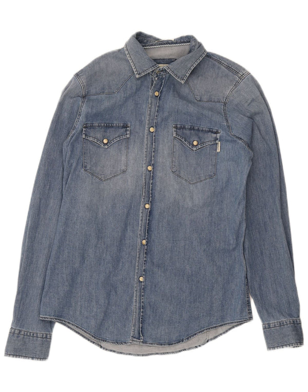 Camisa jeans masculina Roy Rogers algodão azul médio