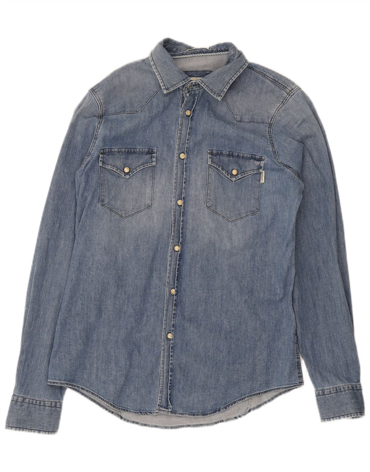 Camisa jeans masculina Roy Rogers algodão azul médio