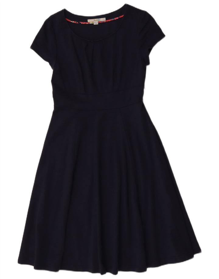 Vestido feminino Boden A-Line UK 12 algodão azul marinho médio
