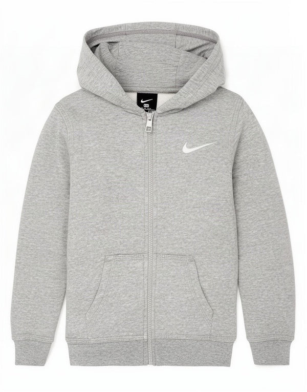 Suéter Nike Boys Zip com capuz 3-4 anos XS cinza algodão manchado