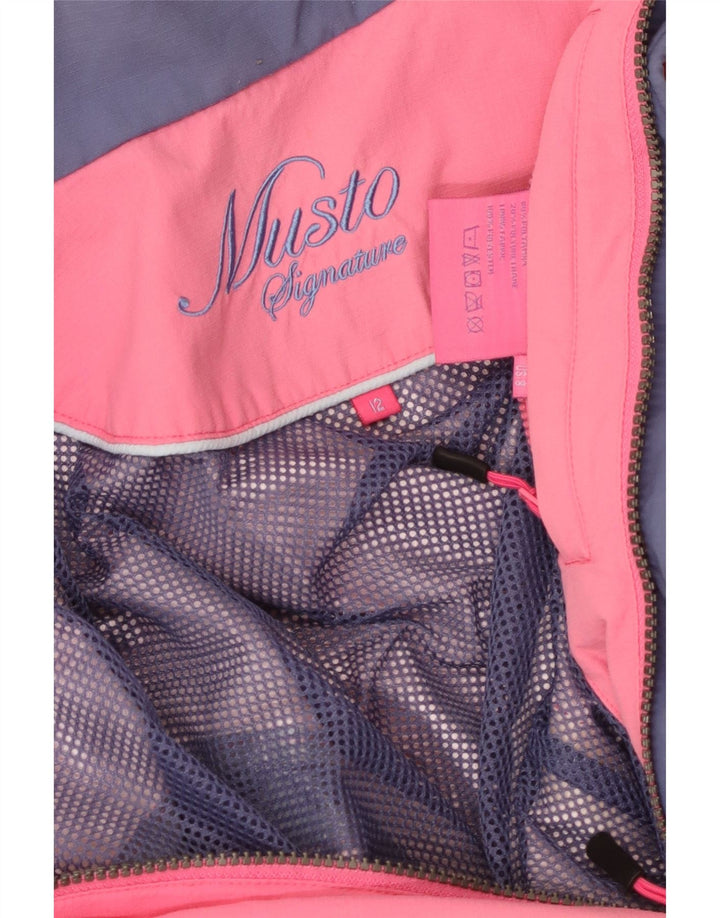Jaqueta de chuva feminina com capuz exclusiva Musto Reino Unido 12 bloco colorido rosa médio
