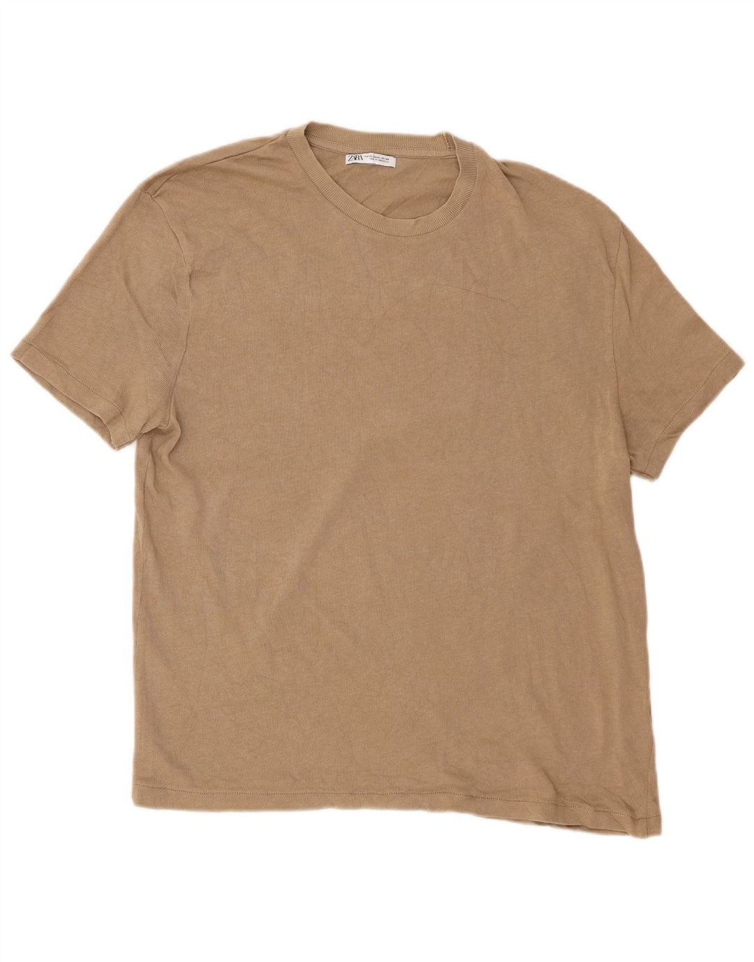 Camiseta masculina Zara Top XL algodão bege