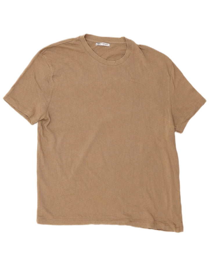 Camiseta masculina Zara Top XL algodão bege