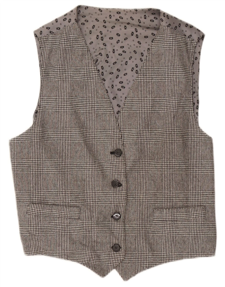Colete feminino vintage UK 12 xadrez cinza médio