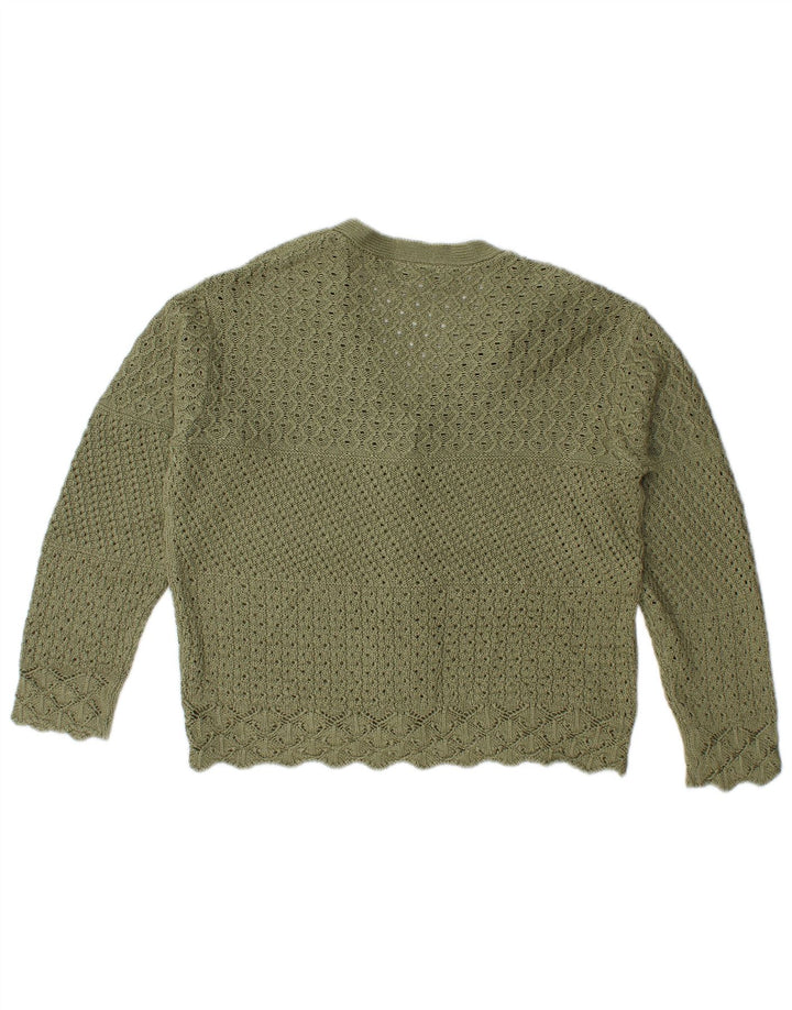Suéter cardigã feminino grande Marks & Spencer Reino Unido 10 pequeno verde