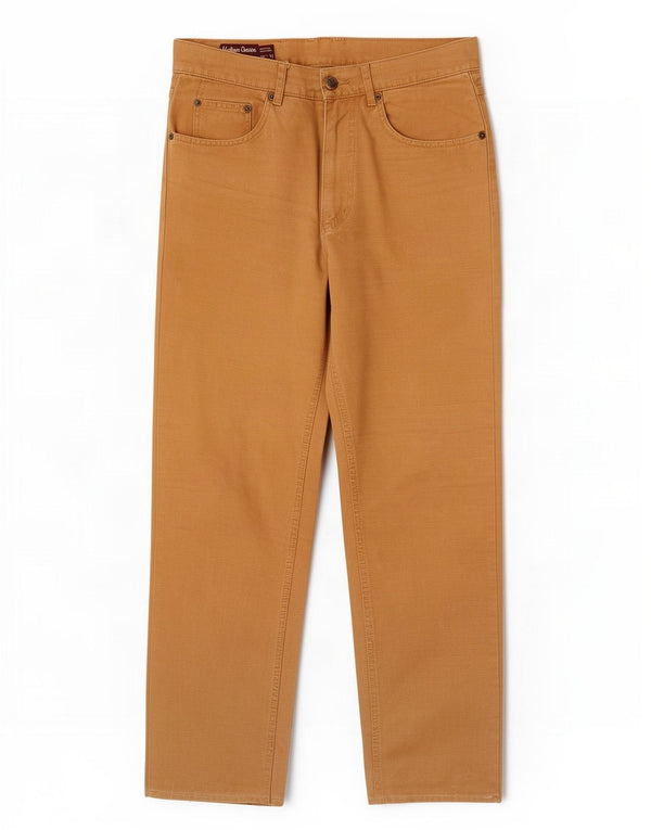 Marlboro Classics Calça masculina reta casual W30 L30 algodão bege