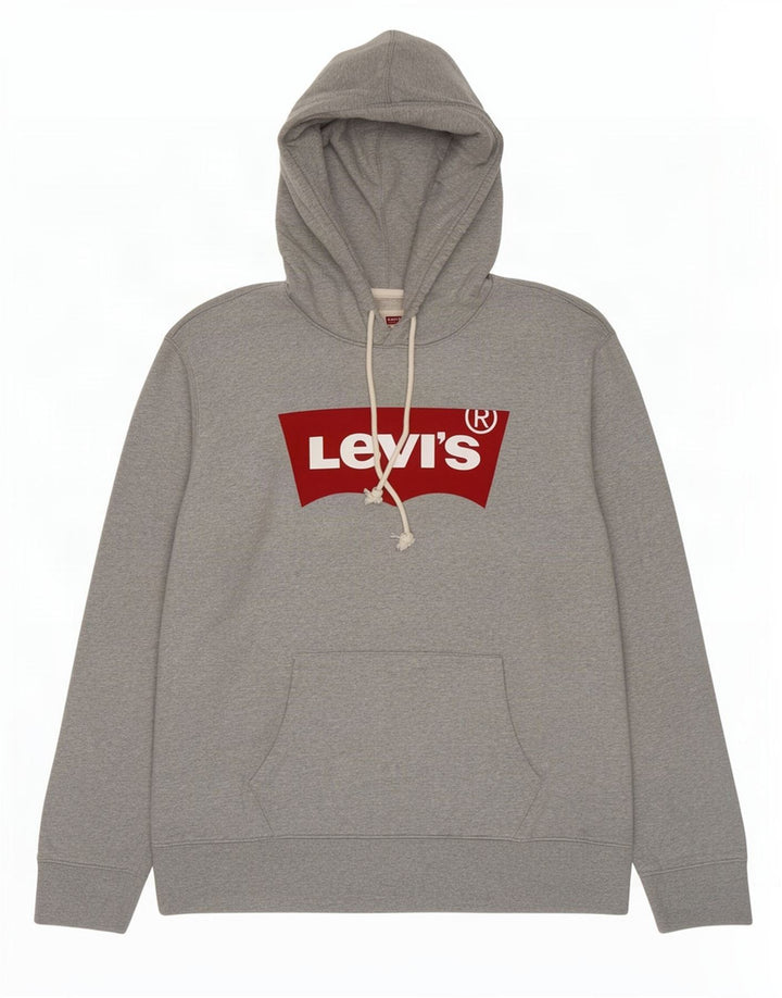 Suéter com capuz gráfico padrão masculino Levi's grande algodão cinza