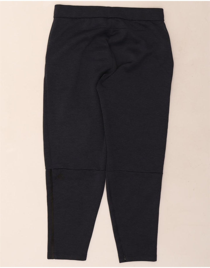 Calça de treino masculina Adidas grande poliéster manchado azul marinho