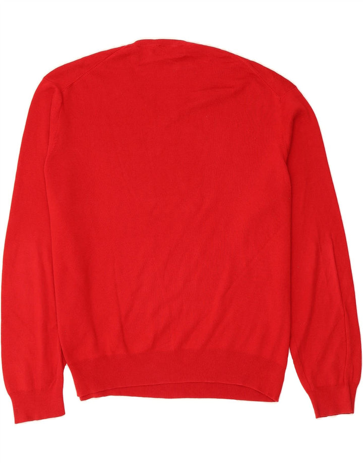 POLO RALPH LAUREN Mens V-Neck Jumper Sweater 2XL Red Cotton Vintage Polo Ralph Lauren and Second-Hand Polo Ralph Lauren from Messina Hembry 