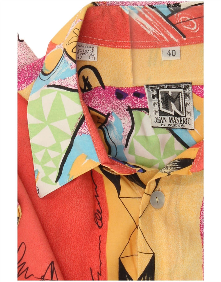 Camisa masculina vintage com padrão abstrato tamanho 40 médio multicolorido