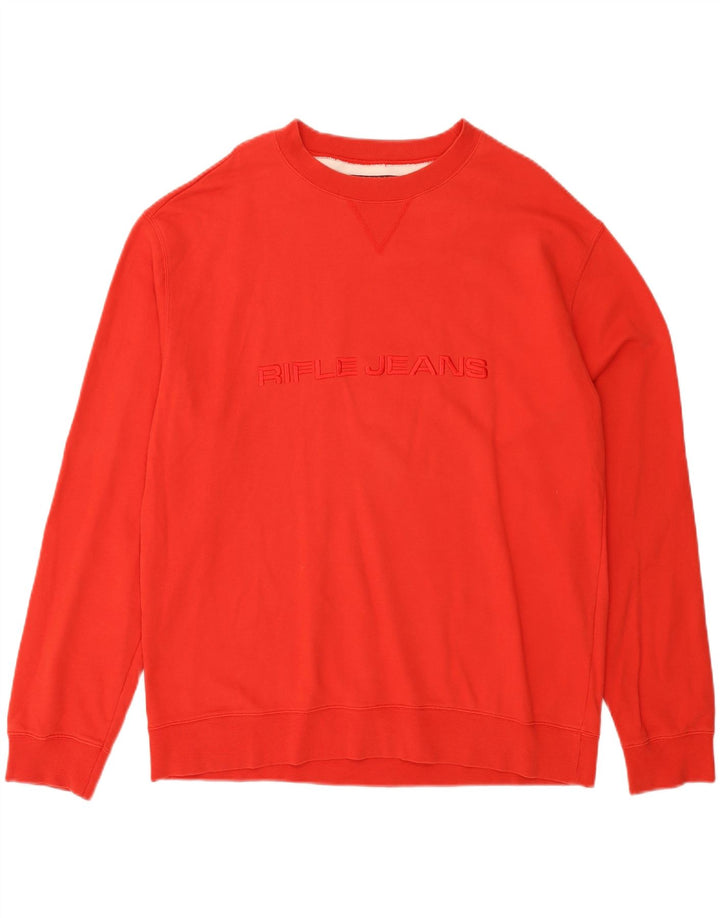 RIFLE Mens Heritage Graphic Sweatshirt Jumper XL Red Cotton