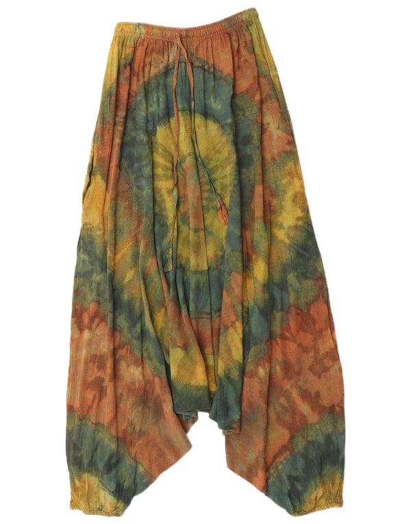 Calça Harém Feminina Vintage Grande W34 L27 Algodão Tie Dye Multicolorido