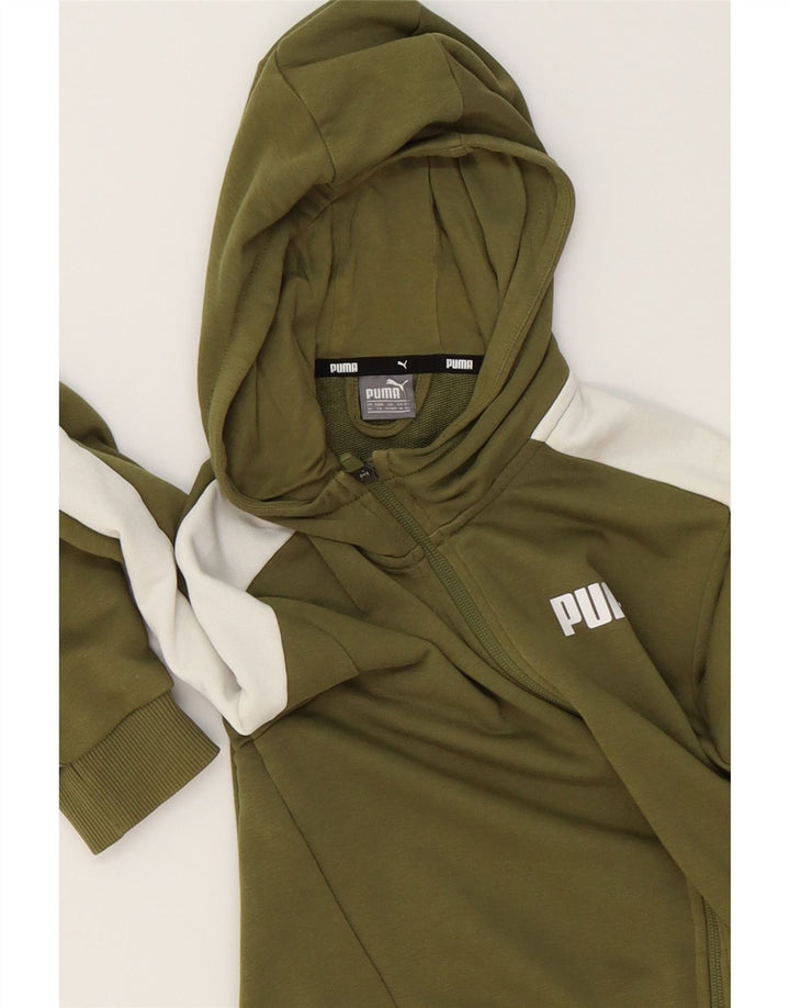 PUMA Boys Zip Hoodie Sweater 13-14 Years XL  Green Colourblock Vintage Puma and Second-Hand Puma from Messina Hembry 
