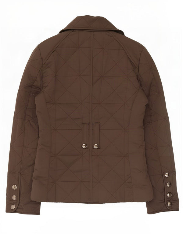 Jaqueta acolchoada feminina Zara UK 12 poliéster marrom médio