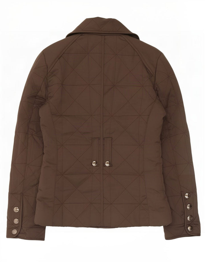 Jaqueta acolchoada feminina Zara UK 12 poliéster marrom médio