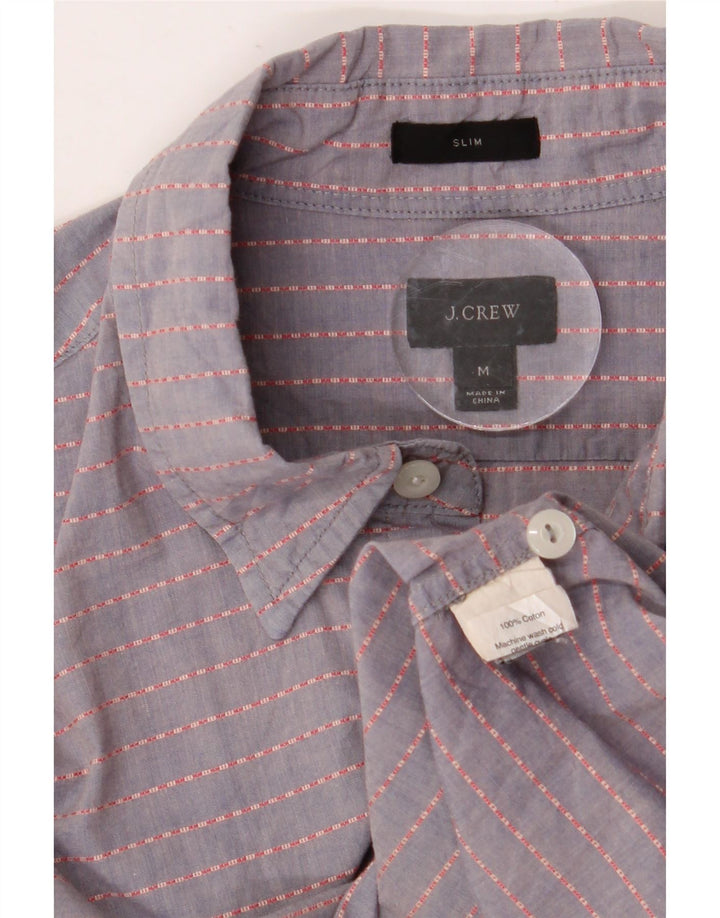J. CREW Camisa masculina slim fit de algodão listrado cinza médio