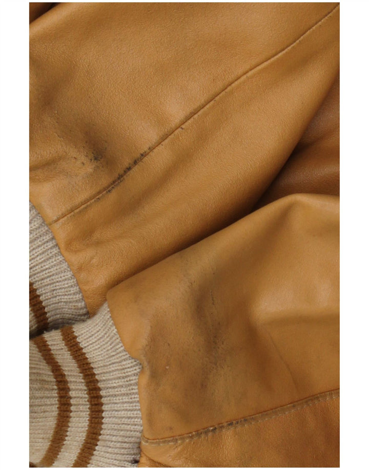 Jaqueta de couro bomber masculina vintage Reino Unido 42 XL couro bege