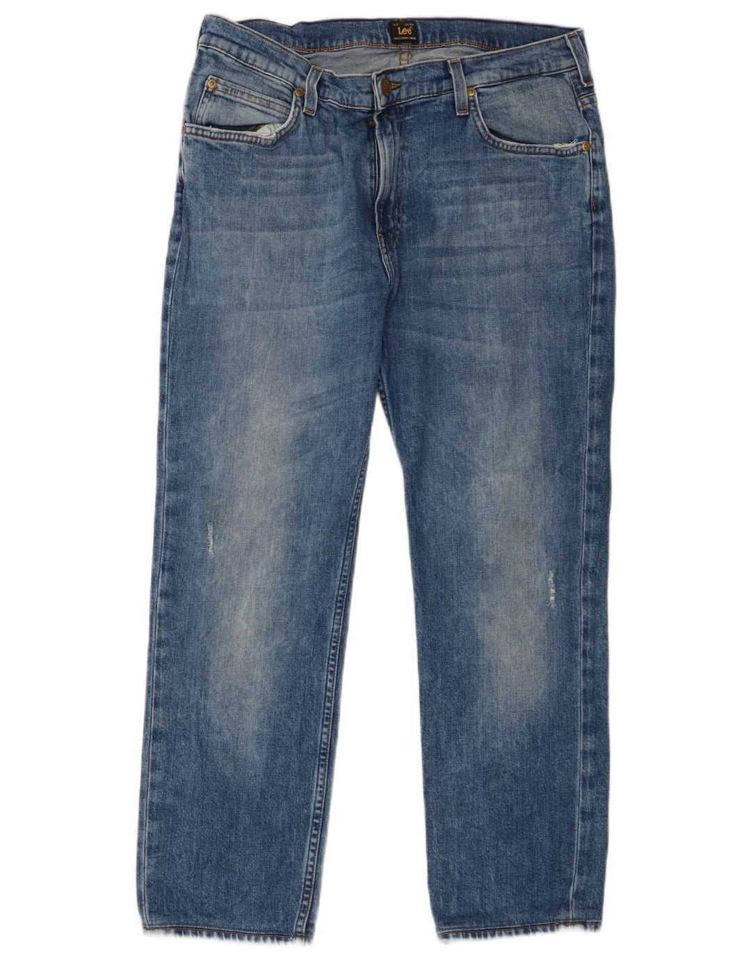 Lee Mens Rider Straight Jeans W34 L26 Azul Algodão