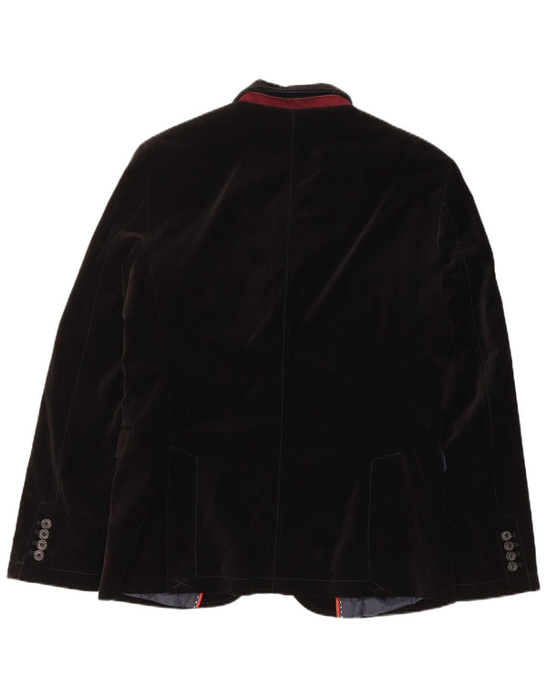 Jaqueta blazer masculina de veludo com 2 botões Zara EU 50 algodão preto médio