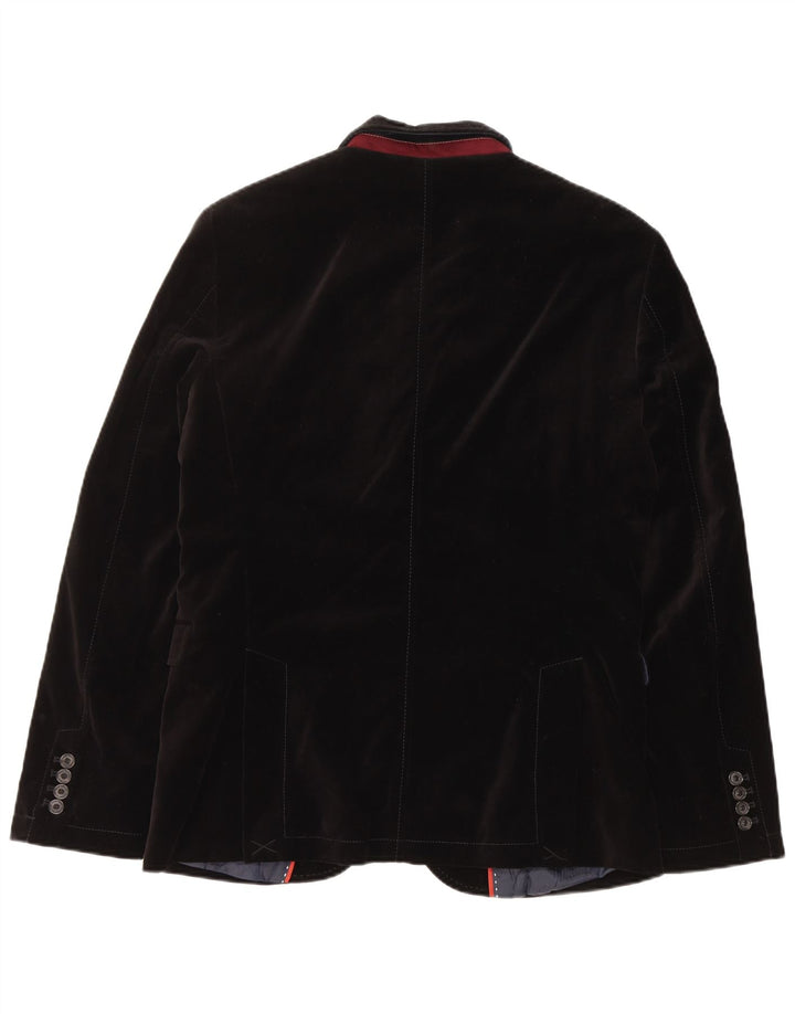 Jaqueta blazer masculina de veludo com 2 botões Zara EU 50 algodão preto médio
