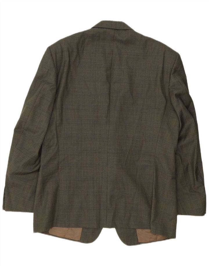 Jaqueta blazer masculina TRUSSARDI com 2 botões IT 54 2XL lã xadrez cáqui