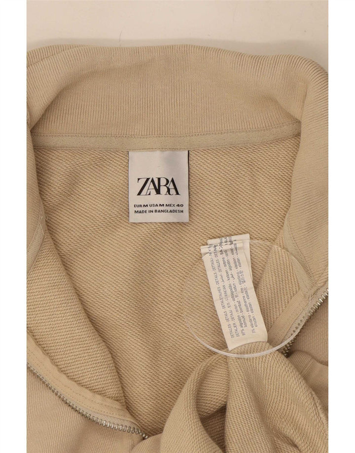 Zara moletom masculino com zíper e gola alta algodão bege médio