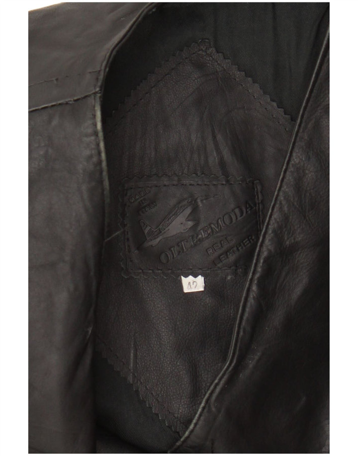 Colete feminino de couro Oltremoda IT 42 couro preto médio