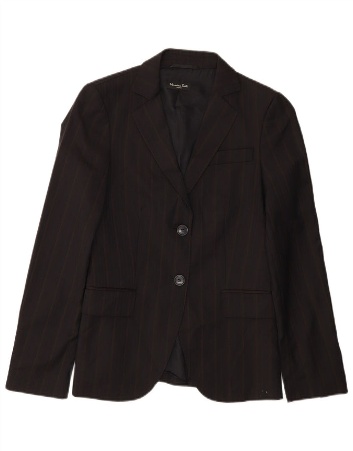 Jaqueta Blazer Feminina Massimo Dutti com 2 Botões EU 36 XS Lã Risca de Giz Preta